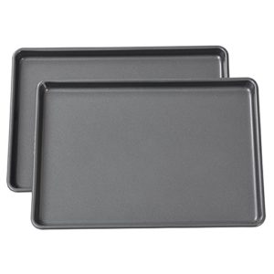 Wilton Easy Layers Sheet Cake Pan, 2-Piece Set, Rectangle Steel Sheet Pan, Charcoal