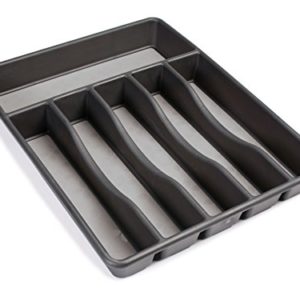 Rubbermaid No-Slip Large, Silverware Tray Organizer, Black with Gray