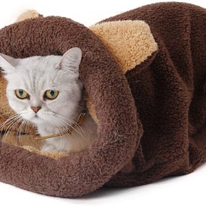 Cat Sleeping Bag Self-Warming Kitty Sack Brown